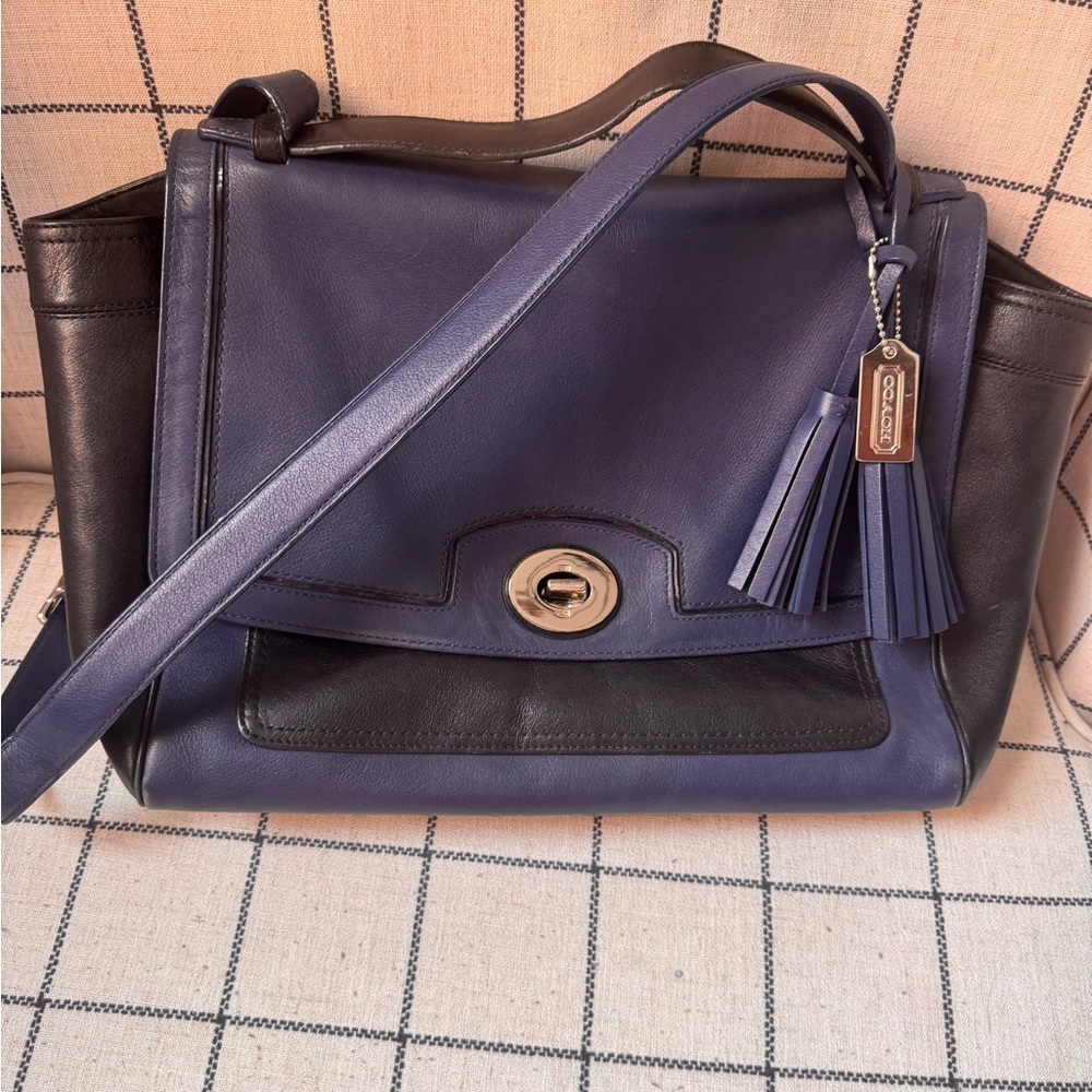 Coach Legacy Two-Tone Blue and Black Shoulder Bag, comes with dust bag